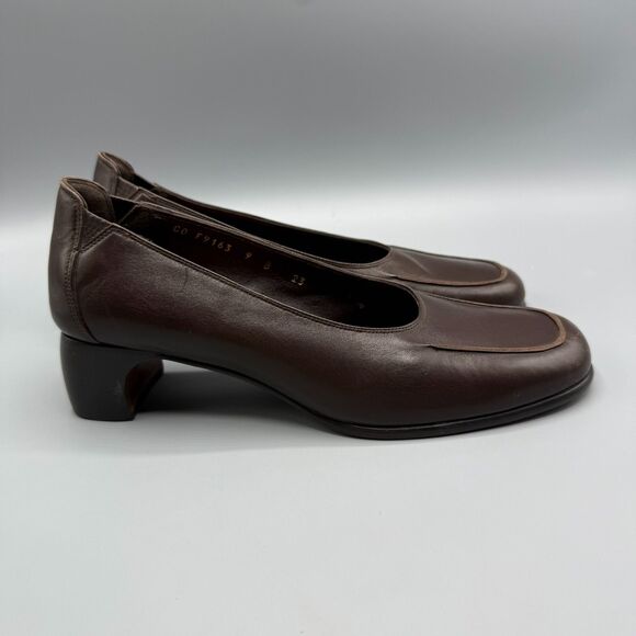 Cole Haan Womens Brown Loafer Pumps Leather Heels Shoes Made in Italy Size 9 B - Picture 1 of 12